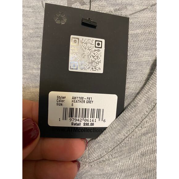 NWT ATM Anthony Thomas Melillo Pima Cotton V-Neck T-Shirt in heather grey sz. S - Picture 13 of 13